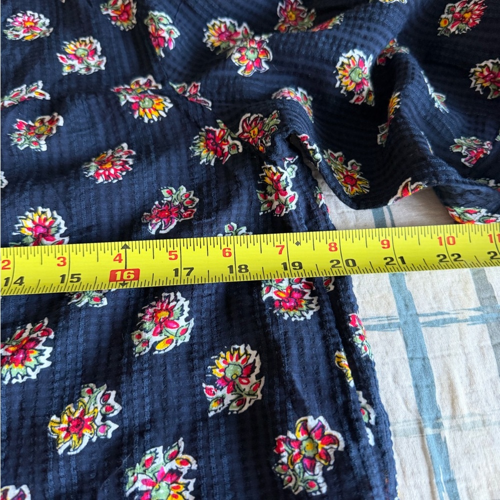 LOFT Dark Blue Blouse with Floral Pattern - Picture 3 of 5
